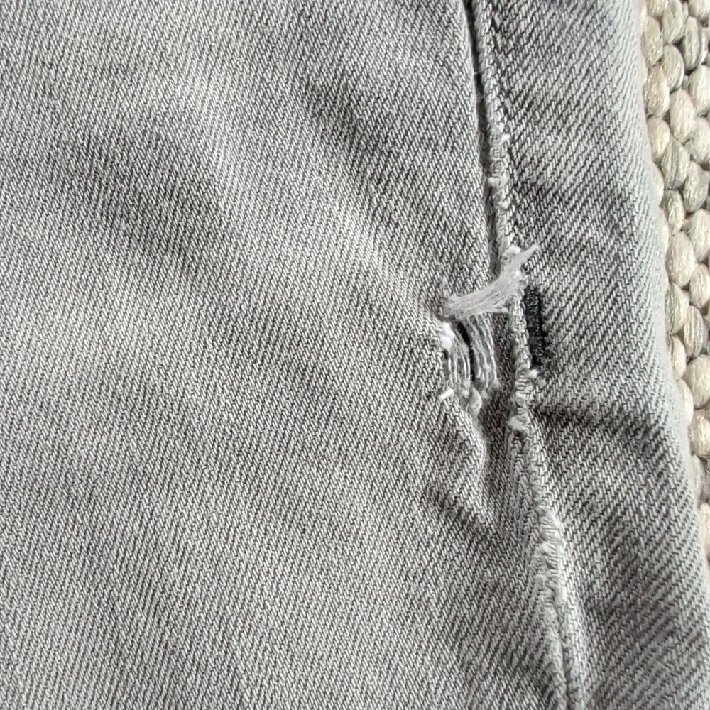 &Denim Skinny Cutoff Jorts Gray Distressed Long Shorts Y2K Grunge Punk